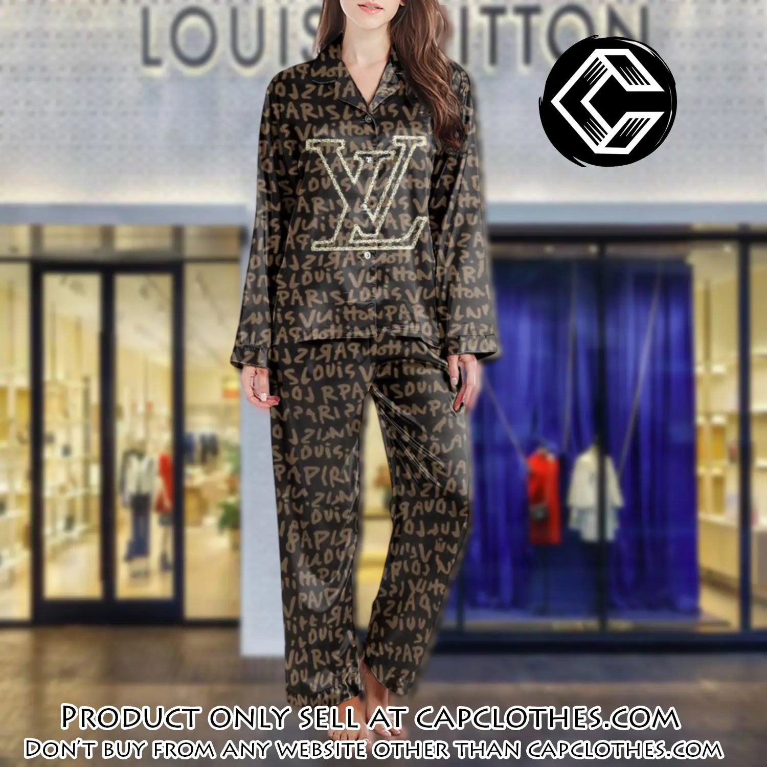 Lv monogram long satin pajama set pjs1032 cc1803758